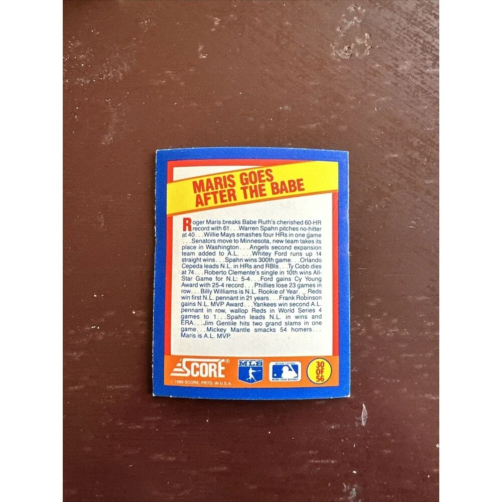 Score 1989 MLB Magic Motion Trivia Cards – 1960, 1961, 1968, 1975, 1987